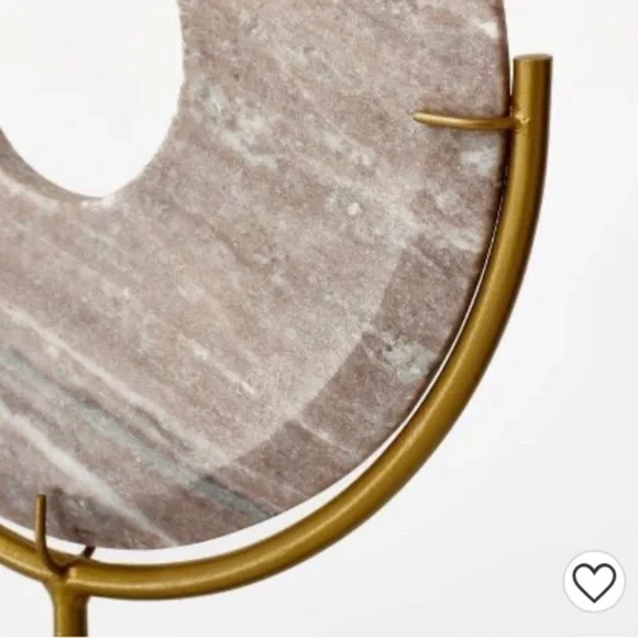 Marble Disc Decorative Object - gold metal base shelf decoration MCM elegant - Picture 2 of 11